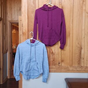 So Kohl's Waffle Knit Athleisure 2 Lightweight Hoodie, XS, Purple & Light Blue